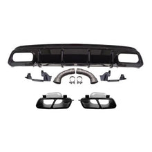 Carica l'immagine nel visualizzatore di Gallery, Diffusore stile A45 con nero terminali per A design Paraurti posteriore on Mercedes Classe A W176 2013-2015, Nero lucido