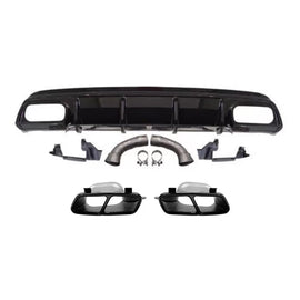 Diffusore stile A45 con nero terminali per A design Paraurti posteriore on Mercedes Classe A W176 2013-2015, Nero lucido
