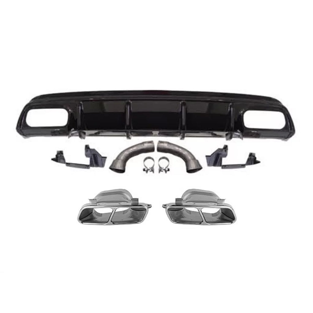 Diffusore stile A45 con cromato terminali per A design Paraurti posteriore on Mercedes Classe A W176 2013-2015, Nero