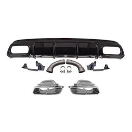 Diffusore stile A45 con cromato terminali per A design Paraurti posteriore on Mercedes Classe A W176 2013-2015, Nero