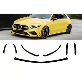 Aero additions per anteriore A design paraurti di Mercedes Classe A W177 hatchback dal 2018, Nero lucido