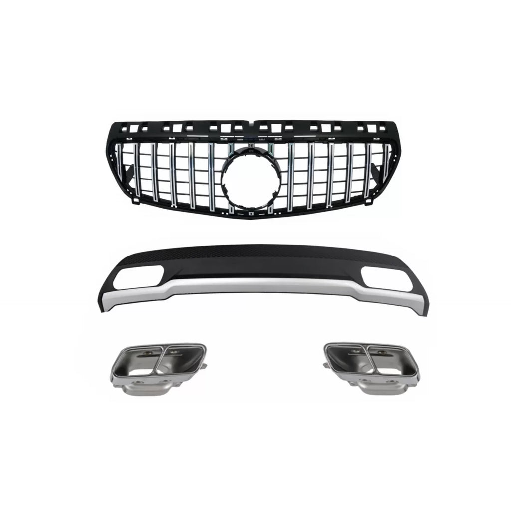 Aria diffusore con Terminali di scarico e GT-R Panamericana griglia per Mercedes Classe A W176 (2012-08.2018) Sport Pack