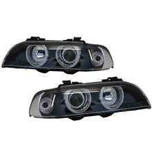 Carica l'immagine nel visualizzatore di Gallery, Angel Eyes fari anteriori per BMW Serie 5 E39 (1996-2003) restyling design nero Chrom Edition
