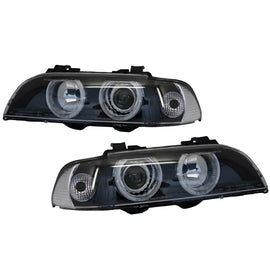 Angel Eyes fari anteriori per BMW Serie 5 E39 (1996-2003) restyling design nero Chrom Edition