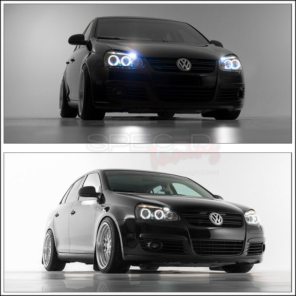 Fari Anteriori Doppio Anello SK-Import Neri Lente Fumé Volkswagen Golf Mk5 - foto 3