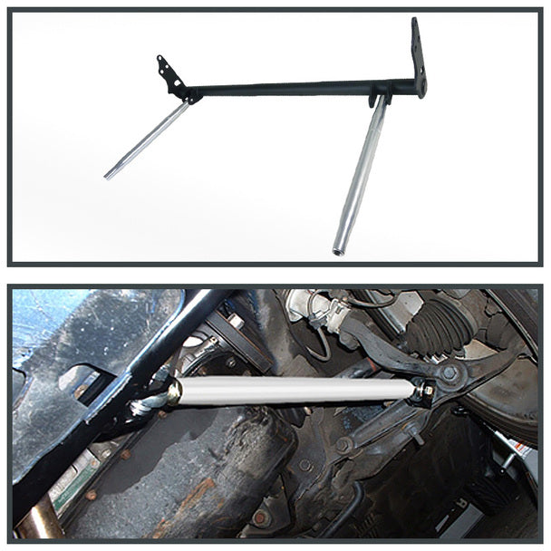 Barra di Trazione Anteriore SK-Import Honda Civic CRX EE ED EC (1987-1991) Nera Argento Inox - foto 7