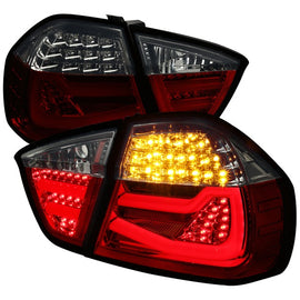 Fanali Posteriori LED SK-Import Cromati Lente Rosso Fumé BMW Serie 3 E90 Pre LCI