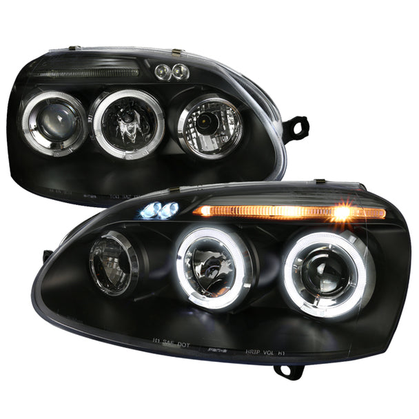 Fari Anteriori Doppio Anello SK-Import Neri Lente Fumé Volkswagen Golf Mk5