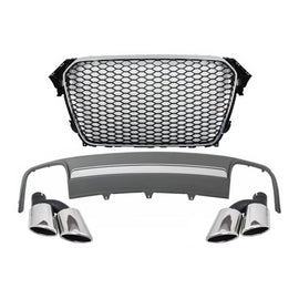 Gruppo Griglia centrale con Diffusore paraurti posteriore e terminali di scarico per AUDI A4 B8 restyling (2012-2015)