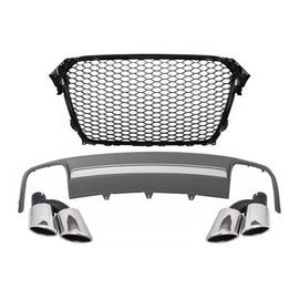 Gruppo Griglia centrale con Diffusore paraurti posteriore e terminali di scarico per Audi A4 B8 restyling (2012-2015)