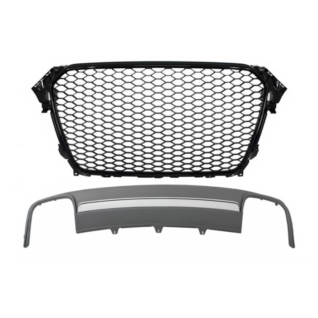 Gruppo Griglia centrale con Diffusore paraurti posteriore per Audi A4 B8 restyling (2012-2015) berlina Avant RS design