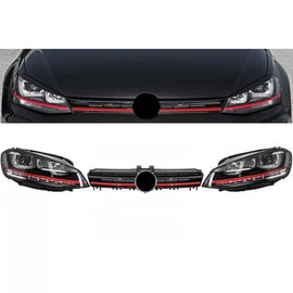 Gruppo fari anteriori 3D LED sequenziale dinamico sequenziale Turn luce DRL con griglia per VW Golf 7 VII (2012-2017)