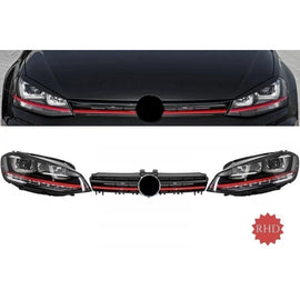 Gruppo fari anteriori 3D LED sequenziale dinamico sequenziale Turn luce RHD con griglia per VW Golf 7 VII (2012-2017)