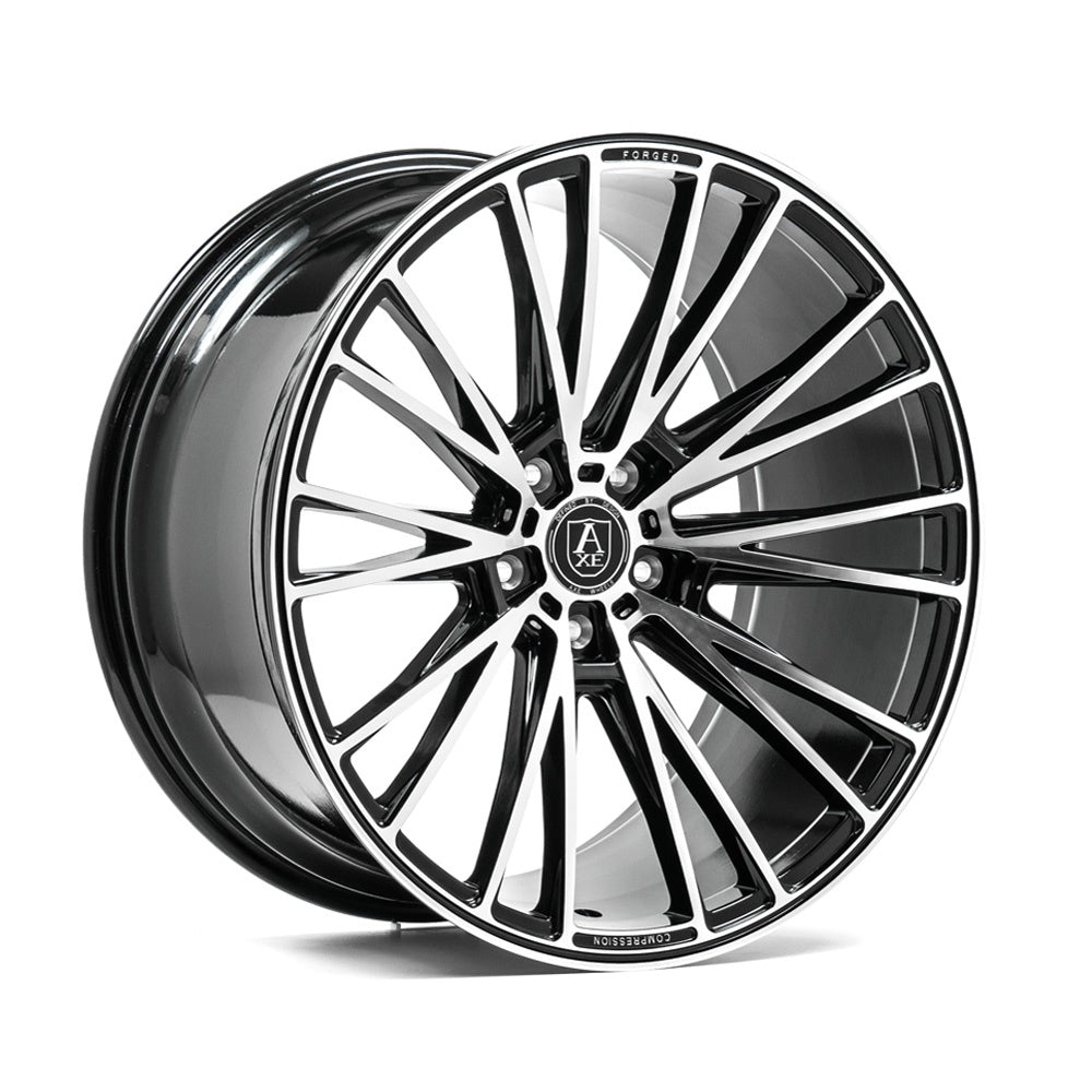 Cerchio in Lega AXE CF2 20x8,5 ET40 5H con foratura su misura Gloss Black & Polished