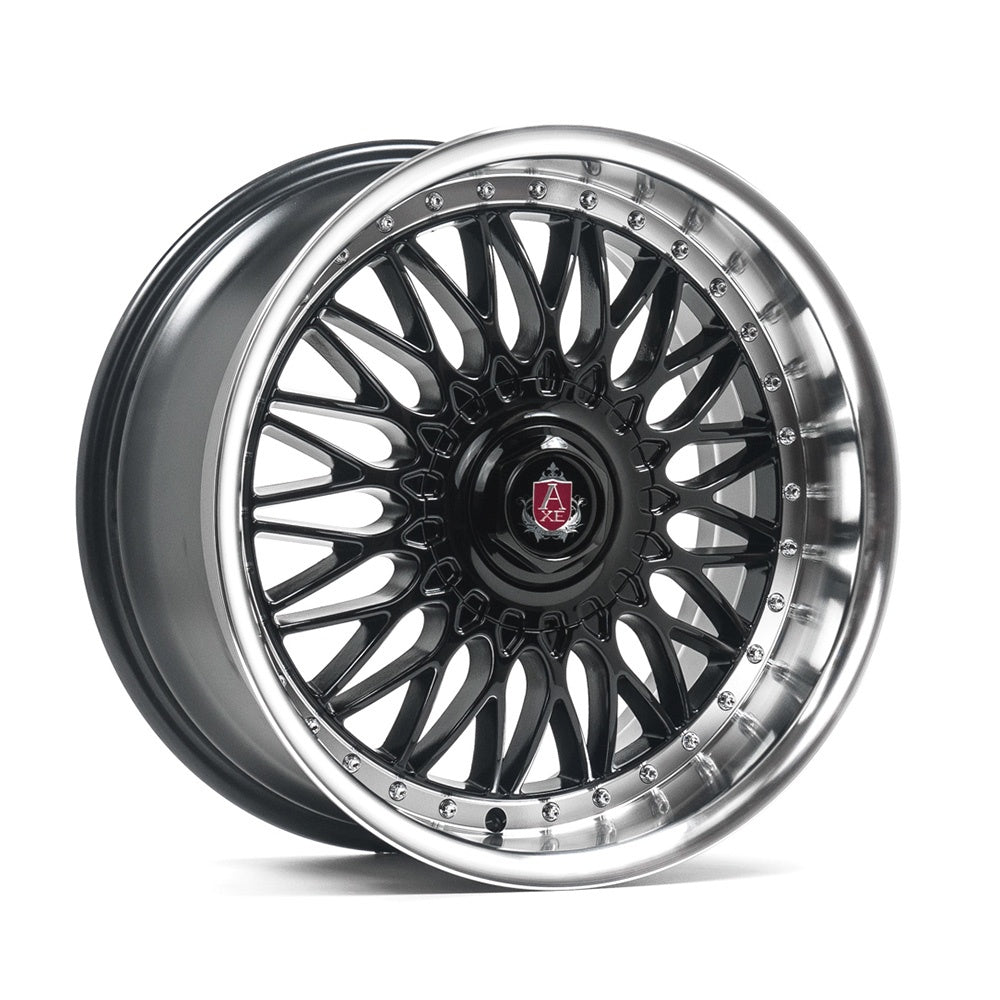 Cerchio in Lega AXE EX10 18x8 ET40 con foratura su misura Gloss Black & Polished