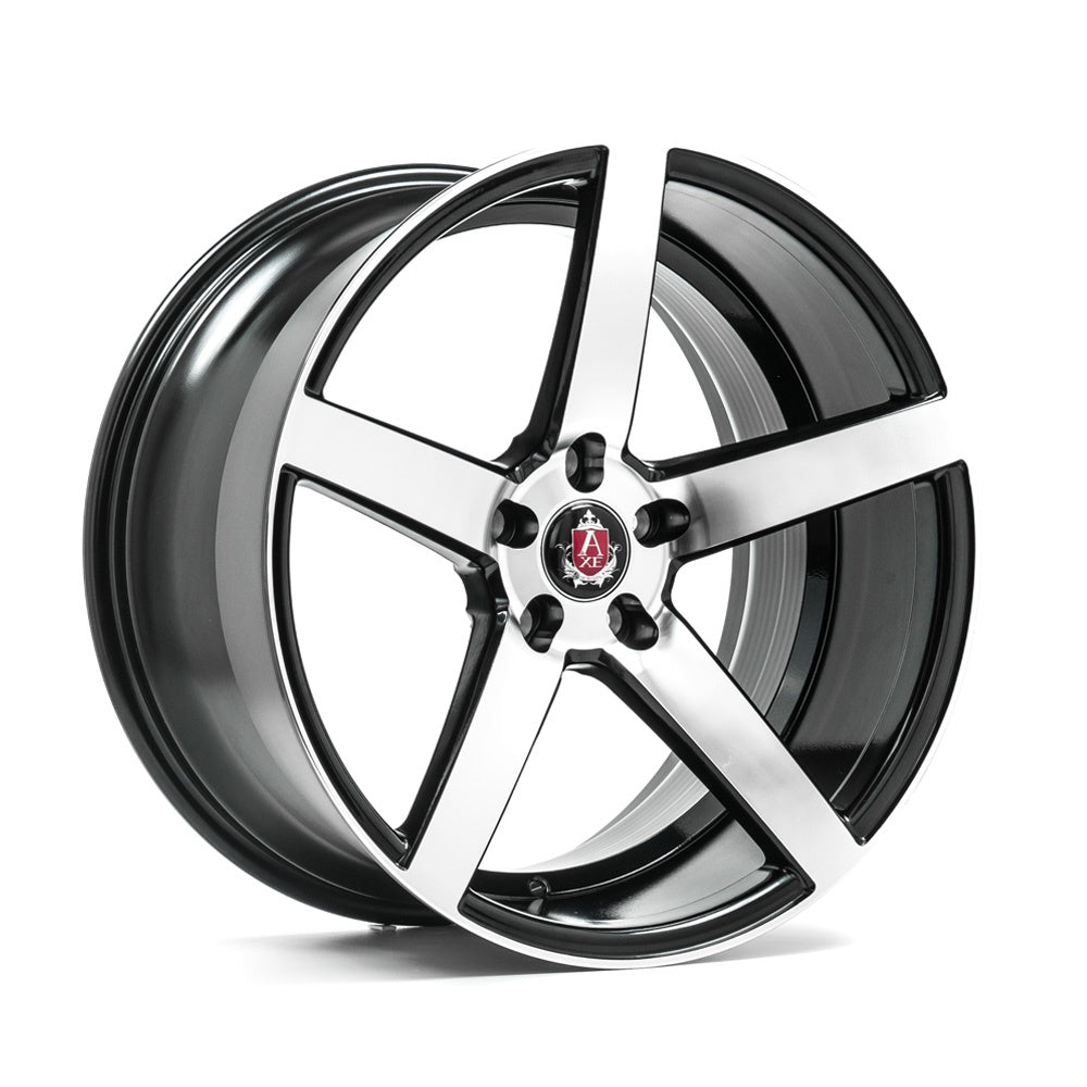 Cerchio in Lega AXE EX18 20x10,5 ET42 5H con foratura su misura Gloss Black & Polished