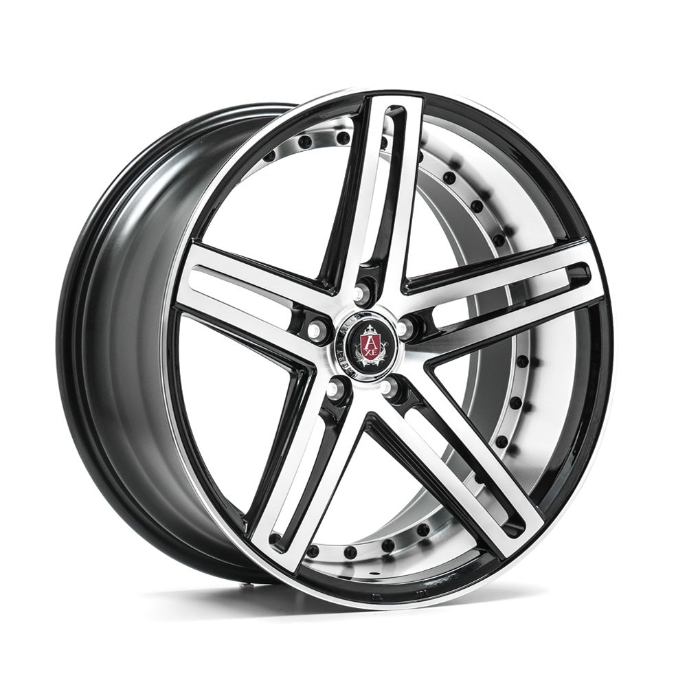 Cerchio in Lega AXE EX20 20x8,5 ET40 5H con foratura su misura Gloss Black & Polished