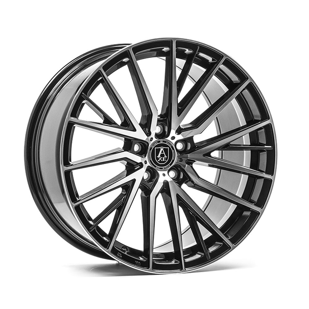 Cerchio in Lega AXE EX40 22x10,5 ET40 5H con foratura su misura Gloss Black & Polished