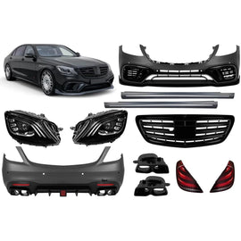B design tuning conversione da Mercedes Classe S W222 lungo 2013-2016 a Classe S W222 restyling 2017-2020 con Minigonne