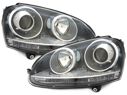 Fari Anteriori DEPO VW Golf MK5 (2003-2009) Jetta (2003-2009) GTI Look Nero Guida a Sinistra
