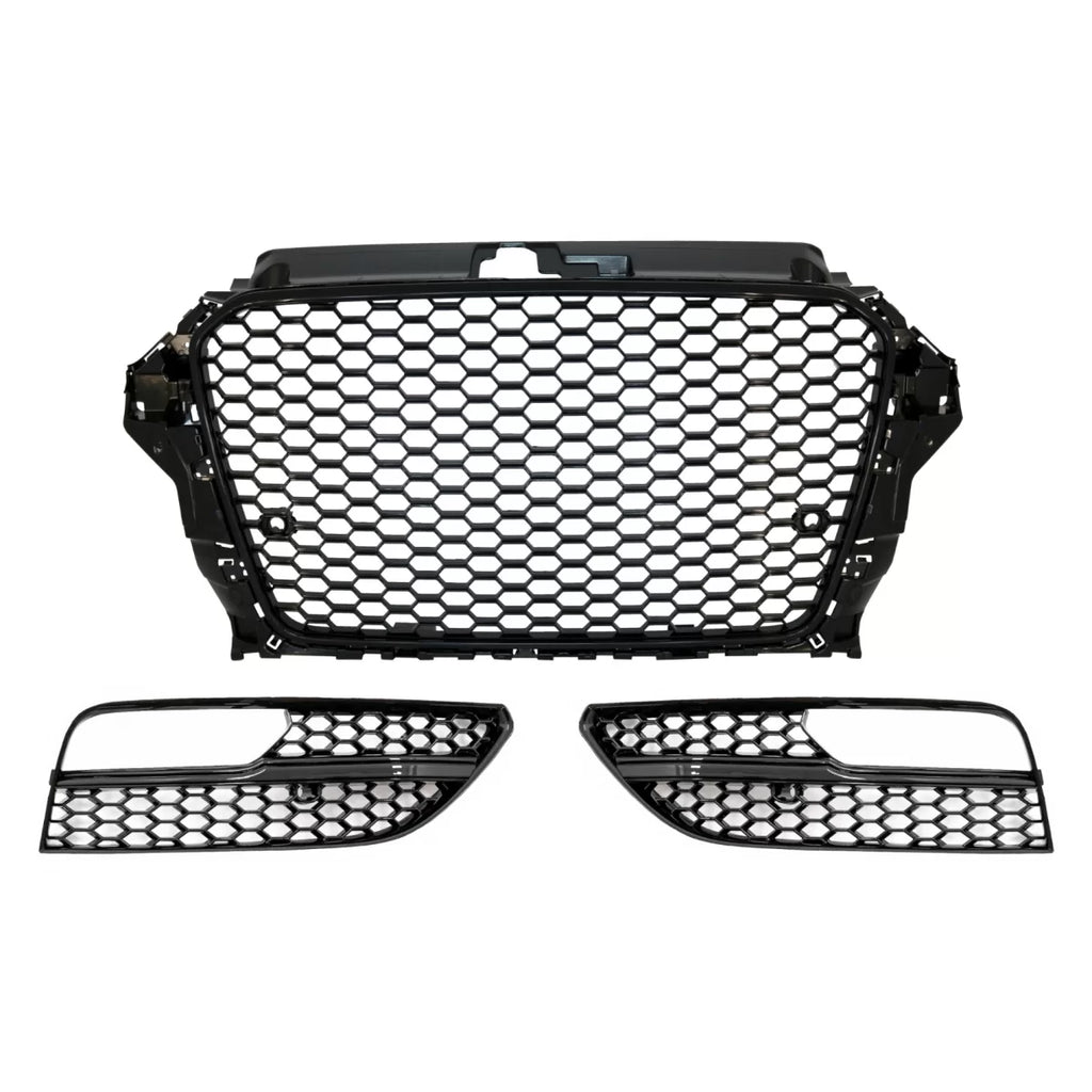 Senza logo Griglia anteriore con fendinebbia lampada coperture laterale griglie per Audi A3 8V (2012-2016) RS3 design