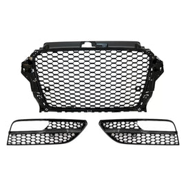 Senza logo Griglia anteriore con fendinebbia lampada coperture laterale griglie per Audi A3 8V (2012-2016) RS3 design