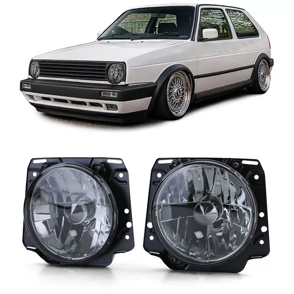Nero trasparente vetro Fari anteriori fumé per VW Golf 2 83-91