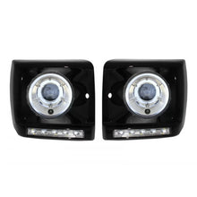 Carica l'immagine nel visualizzatore di Gallery, Nero fari anteriori coperture LED DRL cromato per Mercedes Classe G W463 (1989-2012) G65 design con fari anteriori