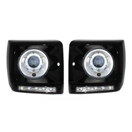 Nero fari anteriori coperture LED DRL cromato per Mercedes Classe G W463 (1989-2012) G65 design con fari anteriori