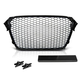 Nero lucido griglia stile RS per Audi A4 B8 berlina, wagon 2011-2015 con Sensore di parcheggio aperture