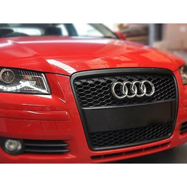 Nero opaco griglia stile RS per Audi A3 hatchback, Sportback 2005-2008 senza Sensore di parcheggio fori