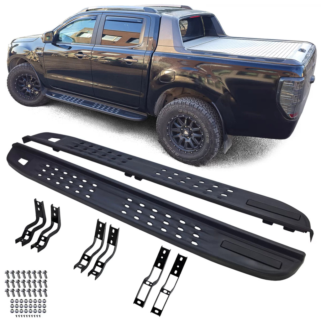 Nero perforated Pedane laterali per Ford Ranger T6 T7 T8 T9 inclusi Raptor