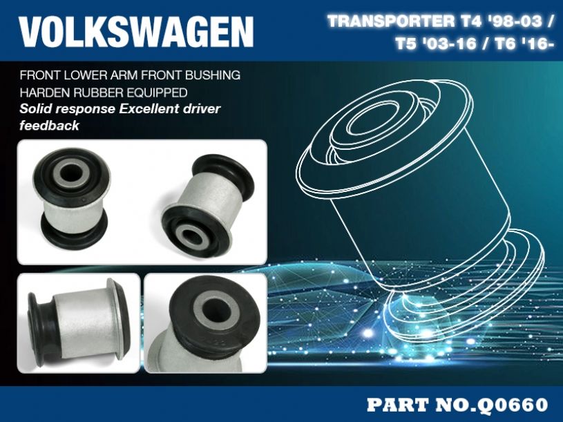 Boccole anteriori bracci inferiori anteriori Hardrace Volkswagen Transporter T4, T5 e T6 – 2 pezzi – foto 2