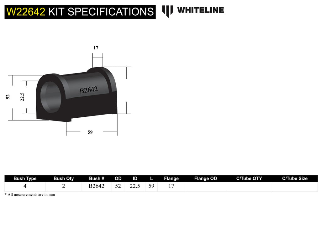 Boccole barra antirollio anteriore Whiteline 22,5 mm per BMW Serie 3, M3 e Z3 E36 — dettaglio 5
