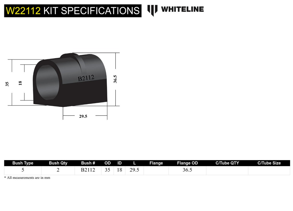 Boccole barra antirollio posteriore Whiteline 18 mm per Nissan Maxima, Skyline e Pintara — dettaglio 5