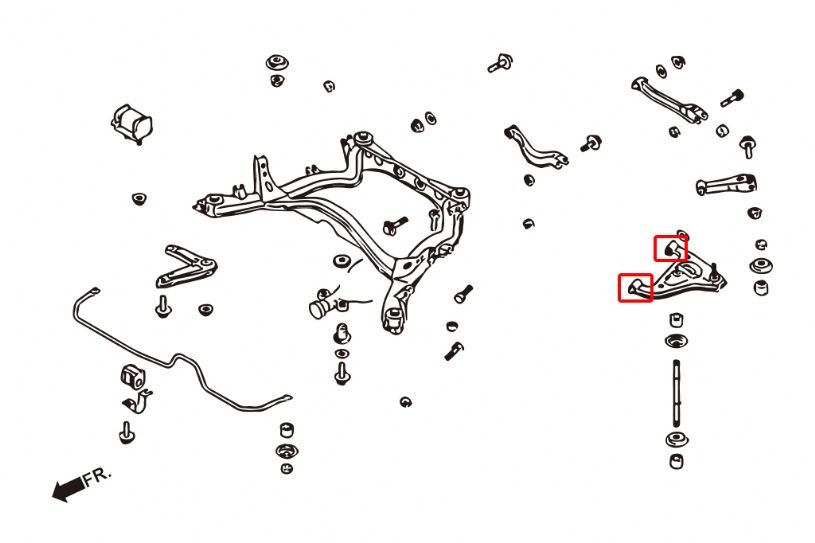 Boccole bracci inferiori posteriori in gomma Hardrace Nissan Silvia e Skyline – kit 4 pezzi – foto 2