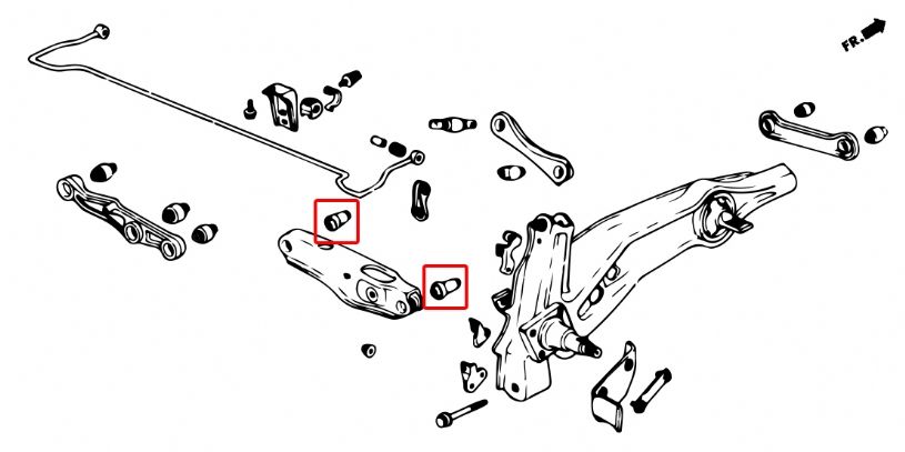 Boccole bracci inferiori posteriori Hardrace Honda Civic EG Integra DC2 Type R JDM – kit 4 pezzi – foto 2