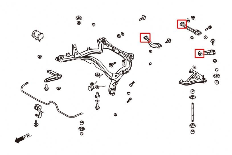 Boccole bracci posteriori in gomma Hardrace Nissan Silvia e Skyline – kit 6 pezzi – foto 2