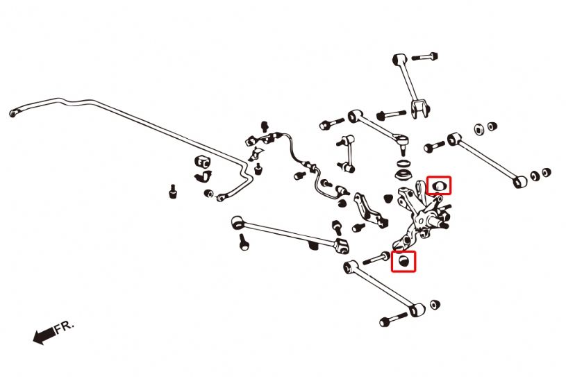 Boccole fuselli posteriori in gomma Hardrace Honda Accord – kit 4 pezzi – foto 2