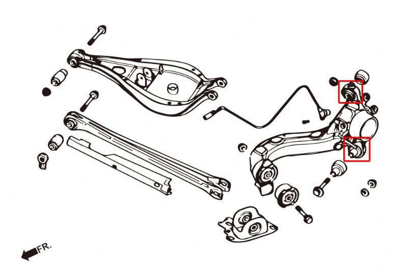 Boccole fuselli posteriori sferiche e in gomma Hardrace BMW Serie 3 Z4 – kit 4 pezzi – foto 2