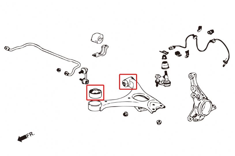 Boccole per bracci inferiori anteriori Hardrace Honda Civic coupé 2006–2011 – 4 pezzi – foto 2