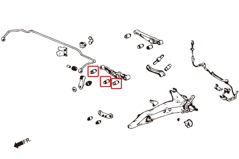 Boccole per bracci inferiori posteriori Hardrace Honda Civic e CRX con attacco ammortizzatore 50 mm – 6 pezzi – foto 2