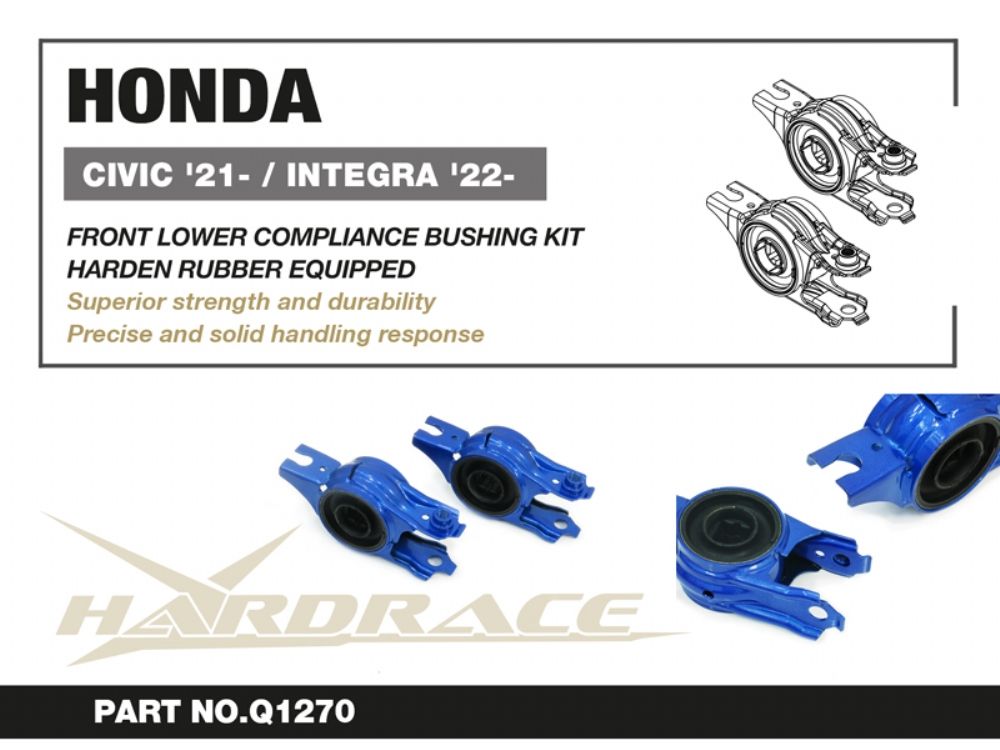 Boccole posteriori di cedevolezza per bracci inferiori anteriori Hardrace Honda Civic MK11 e Prelude MK6 – 2 pezzi – foto 2