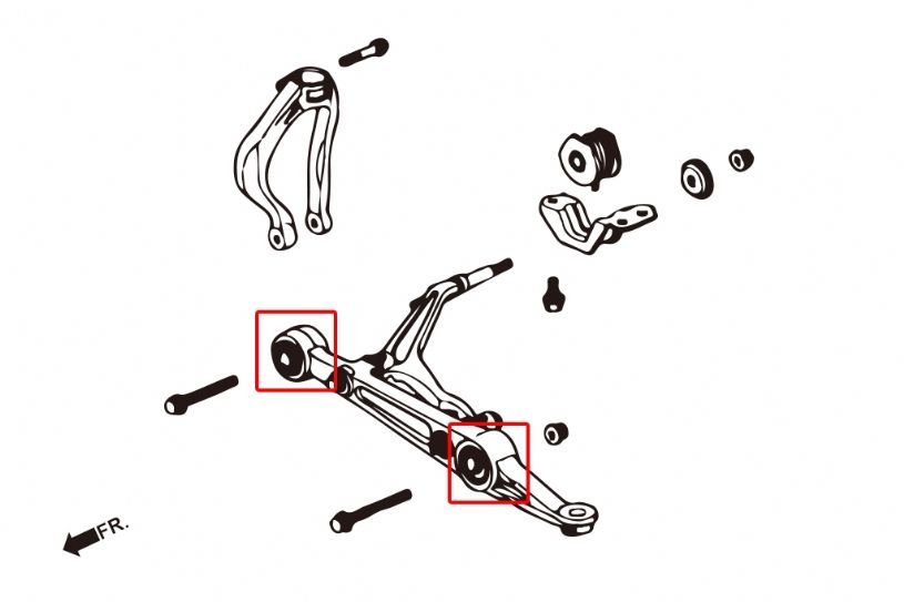 Boccole sferiche bracci inferiori anteriori Hardrace Honda Civic MK6 EJ6 EJ7 EJ8 USDM – kit 4 pezzi – foto 2