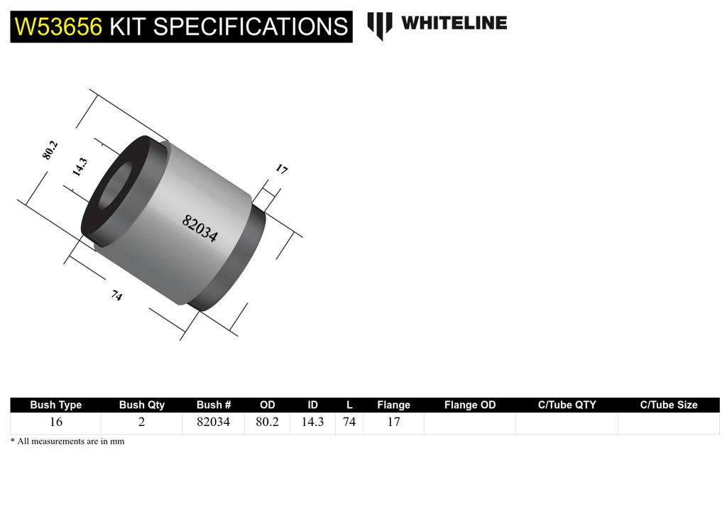 Boccole Whiteline braccio inferiore anteriore, attacco interno anteriore per Honda Odyssey RB — dettaglio 4