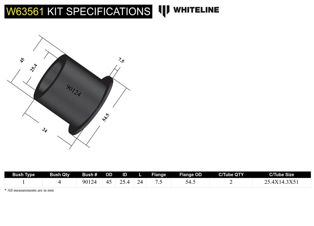 Boccole Whiteline braccio inferiore posteriore dell’asse posteriore, attacco esterno per Honda Civic MK8 FA/FD/FD2 — dettaglio 4