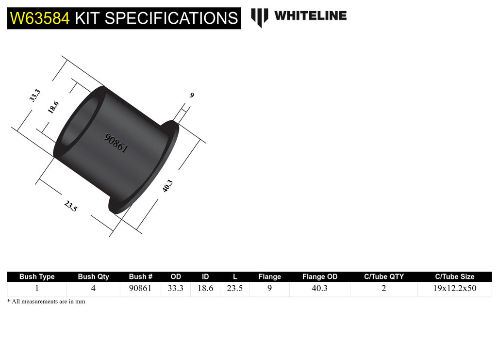 Boccole Whiteline braccio longitudinale posteriore, attacco anteriore per Nissan GT-R R35 — dettaglio 4