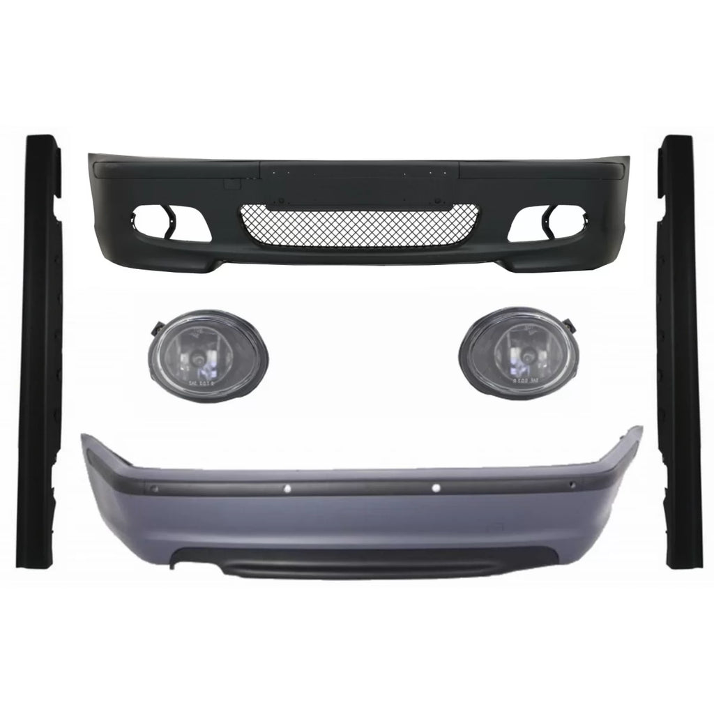 Body kit per BMW Serie 3 E46 berlina (1998-2004) paraurti con PDC Minigonne e Fendinebbia trasparente cromato M-Technik