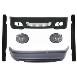 Body kit per BMW Serie 3 E46 berlina (1998-2004) paraurti con PDC Minigonne e Fendinebbia trasparente cromato M-Technik