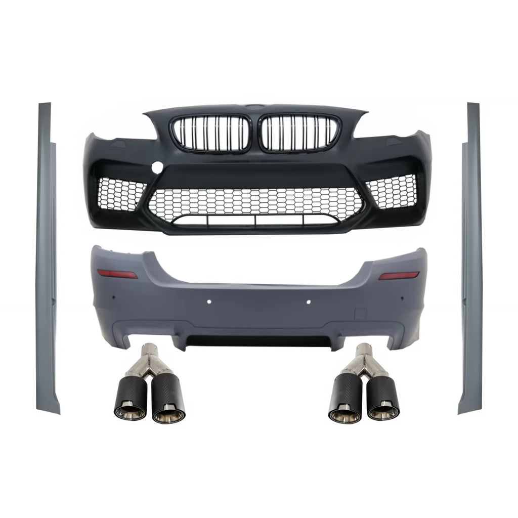 Body kit per BMW Serie 5 F10 (2011-2017) paraurti con Minigonne e doppio doppio Terminali di scarico Fibra di carbonio